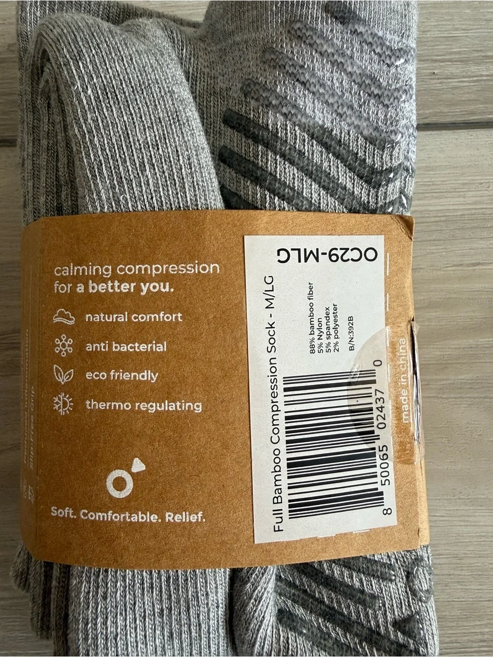 Onecompress Bamboo Knee High Compression Socks Grey Size M/L NWT